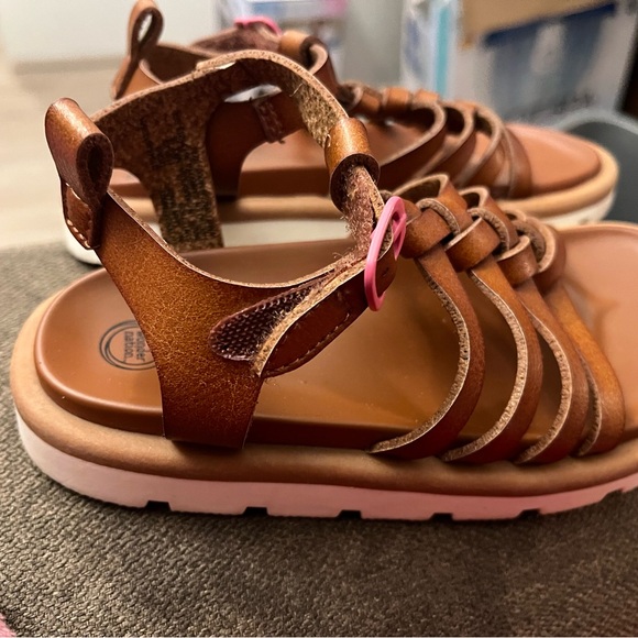 Wonder Nation Brown Kids Sandals with Pink Accents girls size 9 toddler - Picture 1 of 2